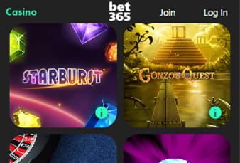 bet365 Mobile Casino Lobby